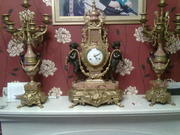 	 imperial bronze and pink italian marble clock and candelabra